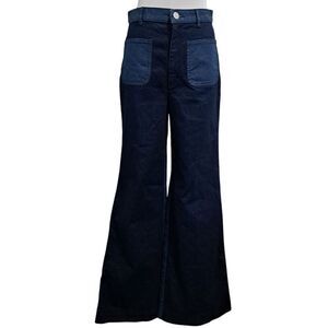 Kate Spade Colorblock Two Tone Wide Leg Flare Jeans Size 28 Blue NWOT